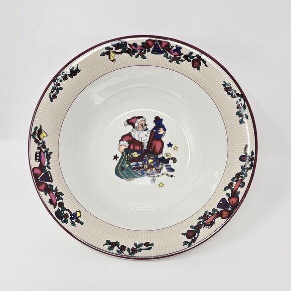 Santa Claus Serving Bow Christmas l 9.25" GEI Design Vegetable Side Holiday Vtg - Picture 1 of 6